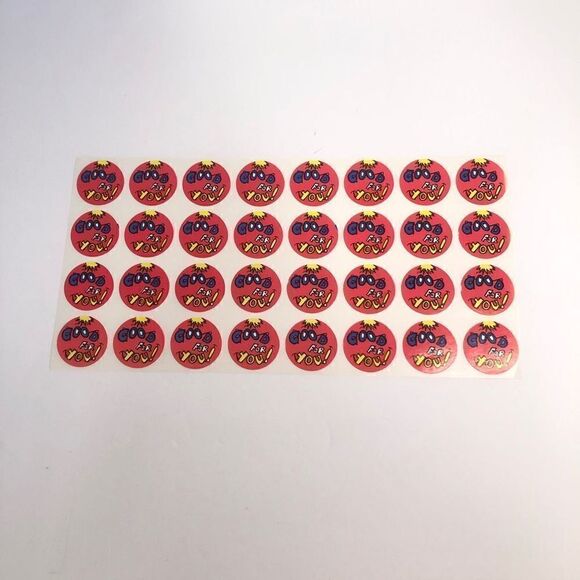 vintage stickers good for you face red blue yellow round sheet 80s 90s - Picture 1 of 7